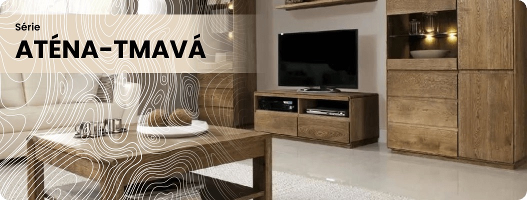 Nábytek série Atena-tmavá — postele a šatní skříně z dubového dřeva v tmavém odstínu