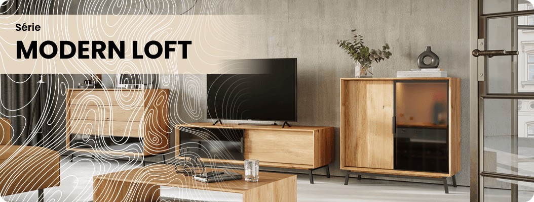 Série Modern Loft – masivní dubový nábytek s kovovými prvky